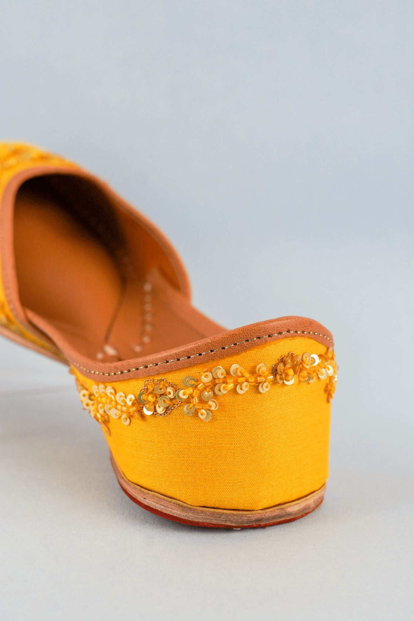 Yellow Sequin Lily Bloom Embroidered Juttis - Label Deepti Bajaj