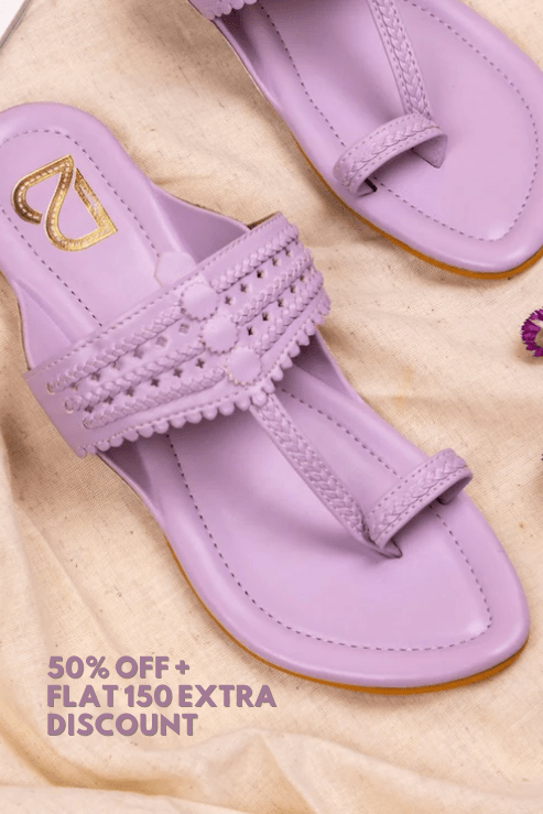 Purple Braided Pattern Plain Kolhapuris - Label Deepti Bajaj