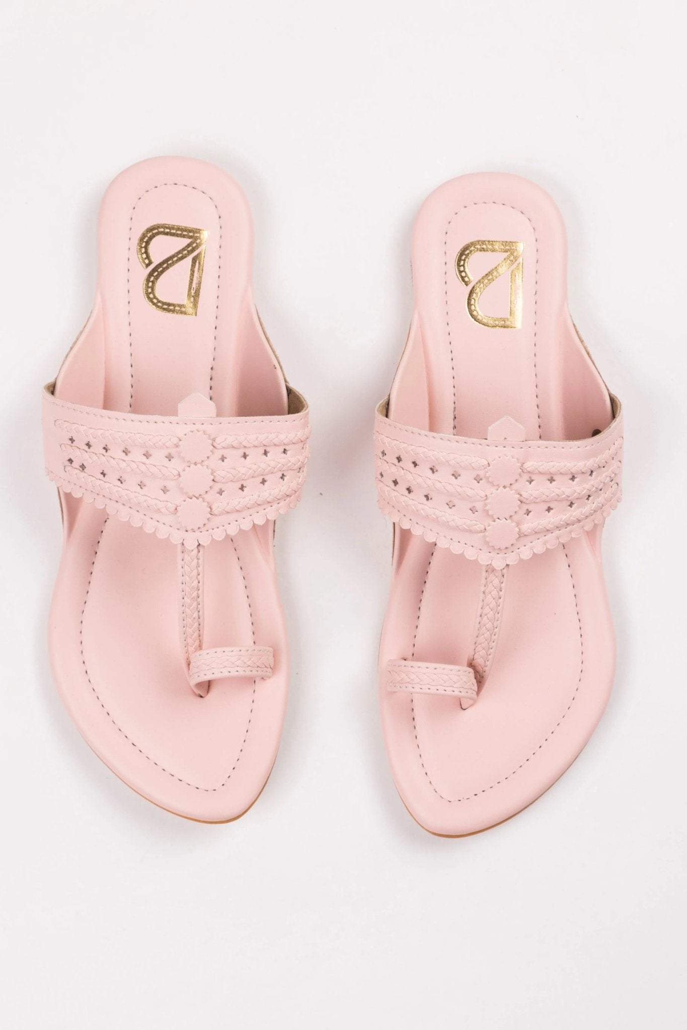 Pink Braided Pattern Solid Kolhapuris - Label Deepti Bajaj