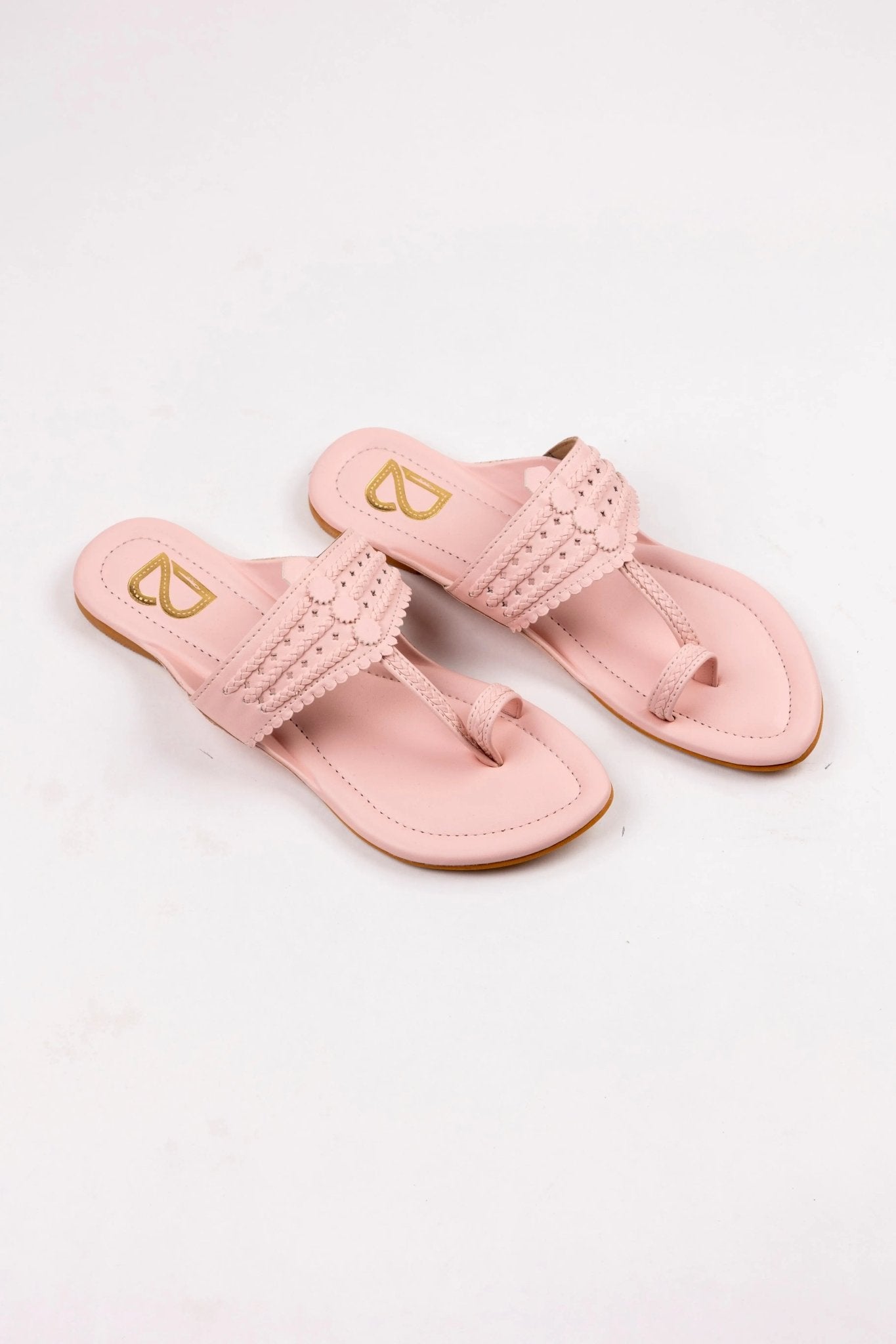 Pink Braided Pattern Solid Kolhapuris - Label Deepti Bajaj