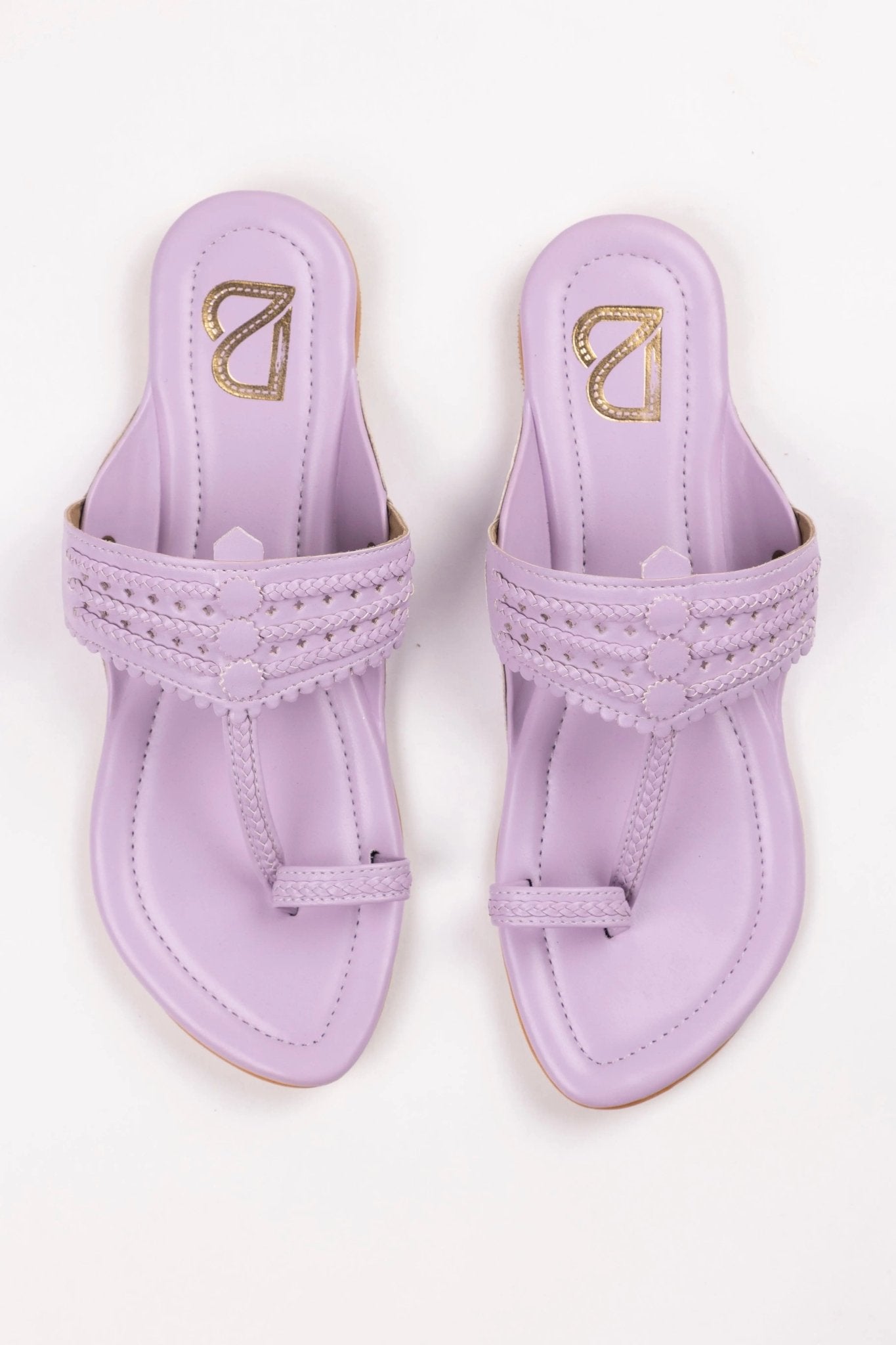 Purple Braided Pattern Plain Kolhapuris - Label Deepti Bajaj