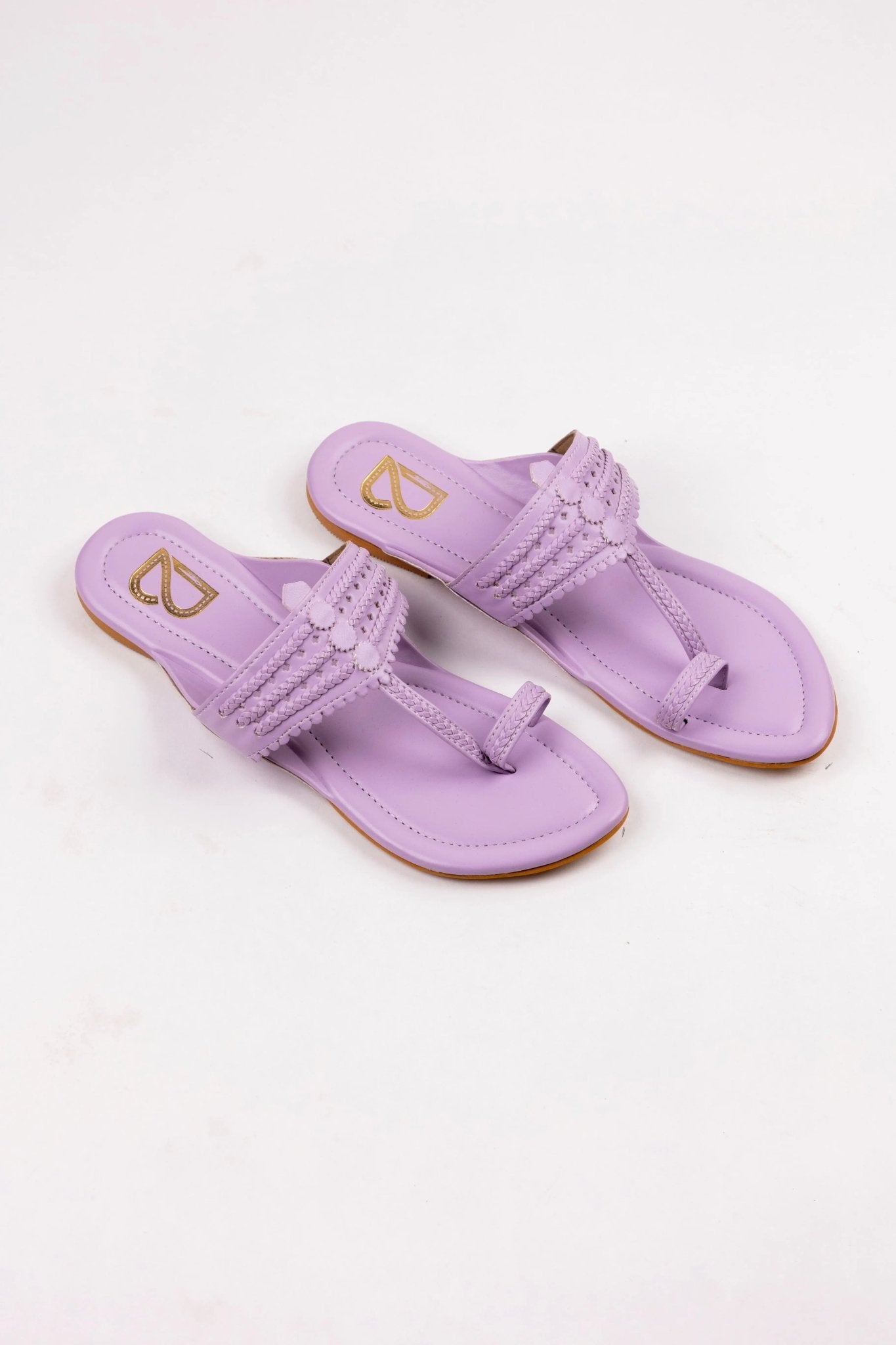 Purple Braided Pattern Plain Kolhapuris - Label Deepti Bajaj