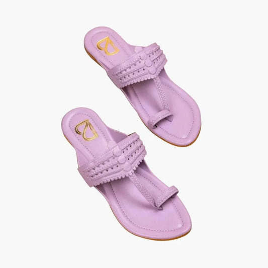 Purple Braided Pattern Plain Kolhapuris - Label Deepti Bajaj