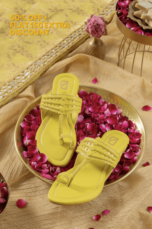 Lime Green Kolhapuri - Label Deepti Bajaj