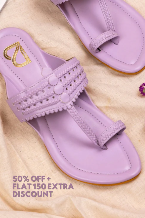 Purple Braided Pattern Plain Kolhapuris