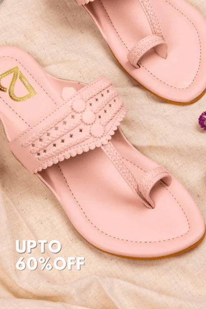 Pink Braided Pattern Solid Kolhapuris - Label Deepti Bajaj