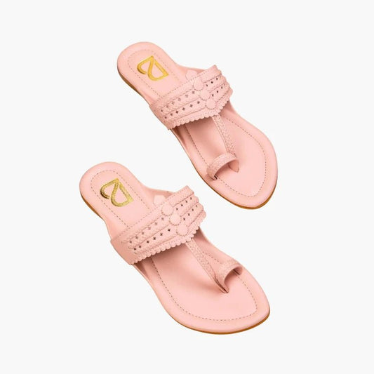 Pink Braided Pattern Solid Kolhapuris - Label Deepti Bajaj
