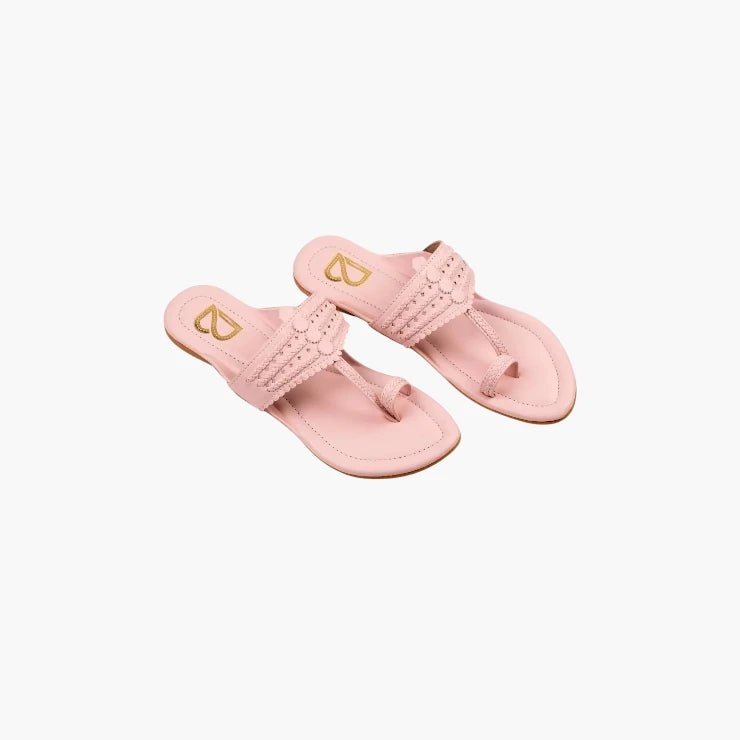 Pink Braided Pattern Solid Kolhapuris - Label Deepti Bajaj