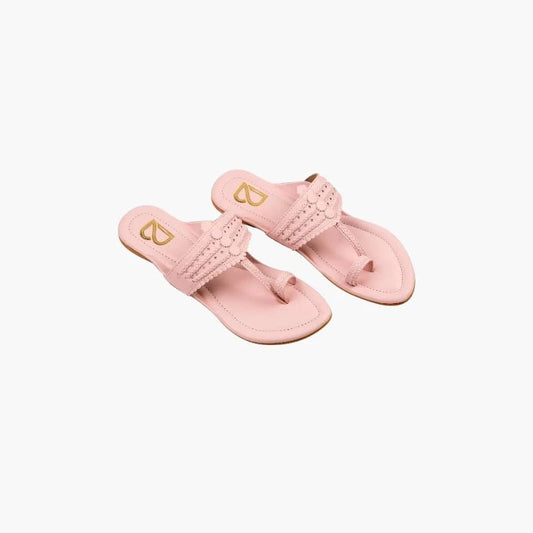 Pink Braided Pattern Solid Kolhapuris - Label Deepti Bajaj