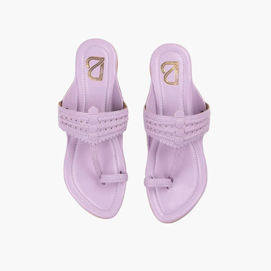 Purple Braided Pattern Plain Kolhapuris