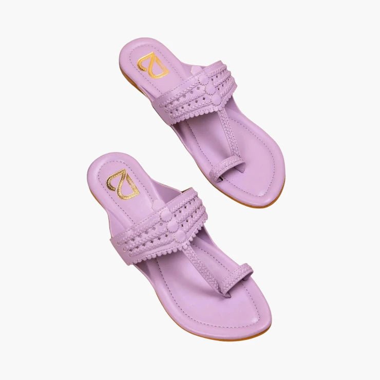 Purple Braided Pattern Plain Kolhapuris - Label Deepti Bajaj