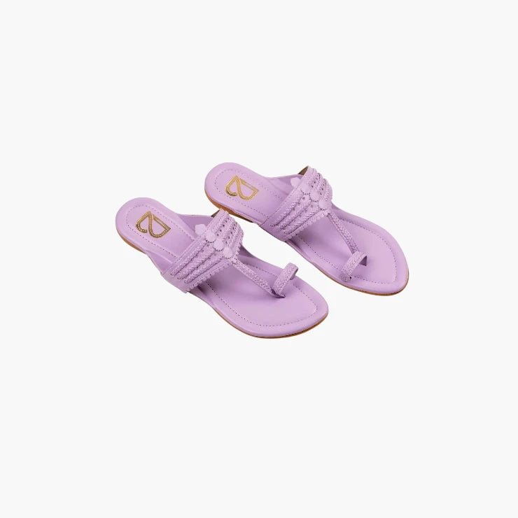 Purple Braided Pattern Plain Kolhapuris - Label Deepti Bajaj