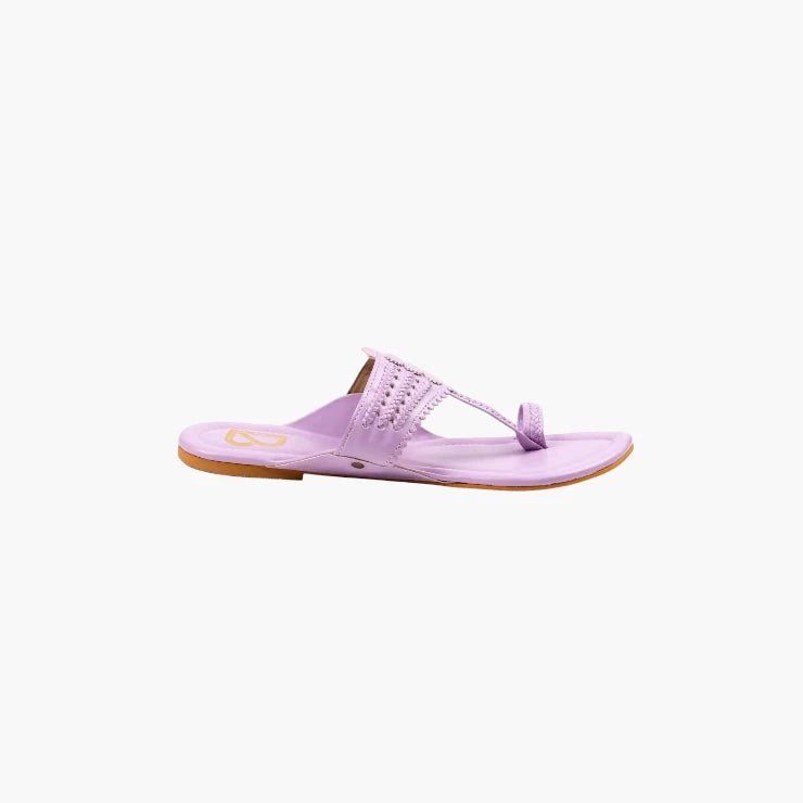 Purple Braided Pattern Plain Kolhapuris - Label Deepti Bajaj